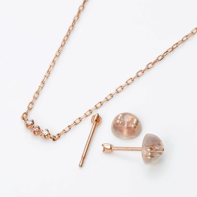 ピンクゴールドネックレス&ピアス