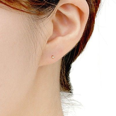 ピンクゴールドスタッドピアス