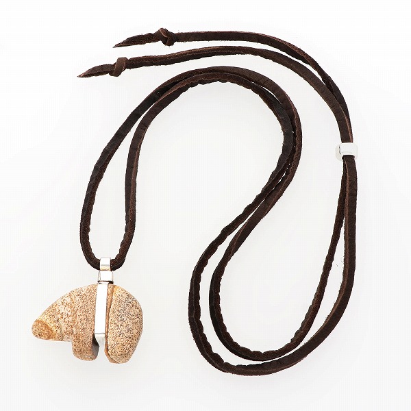 天然石レザーネックレス