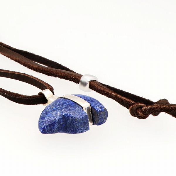 天然石レザーネックレス