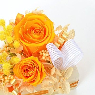 誕生日 フラワーケーキ プリザーブドフラワー オレンジ