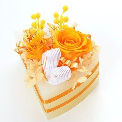 誕生日 フラワーケーキ プリザーブドフラワー オレンジ