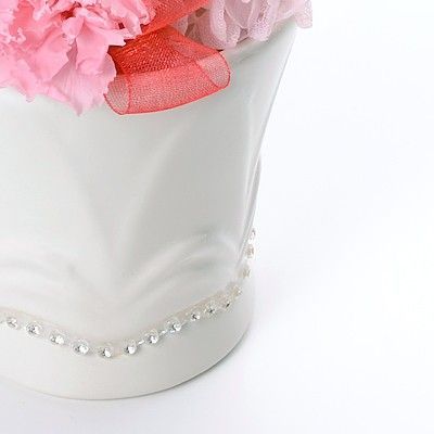 プリザーブドフラワー 花器アレンジ レッド ハート「ホワイトプレシャス」