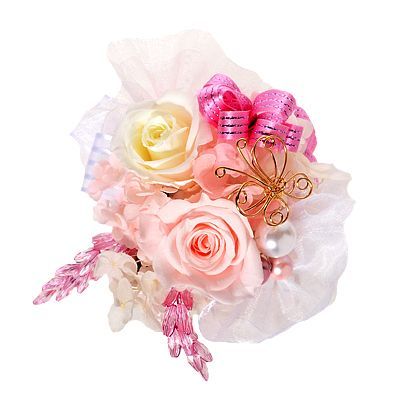 プリザーブドフラワー 花器アレンジ ピンク「パピヨンローズ」