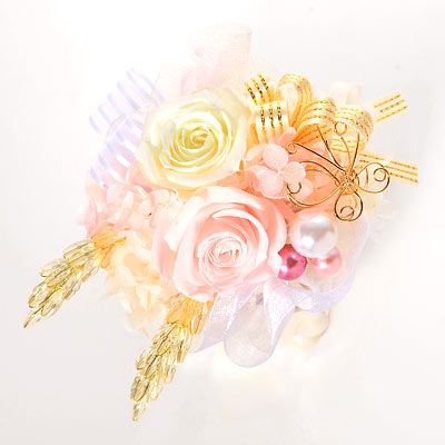 プリザーブドフラワー 花器アレンジ ホワイト「パピヨンローズ」