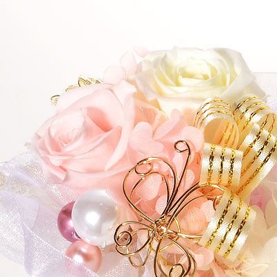 プリザーブドフラワー 花器アレンジ ホワイト「パピヨンローズ」