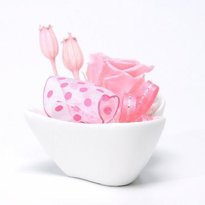 プリザーブドフラワー 花器アレンジ ピンク「プチハート」