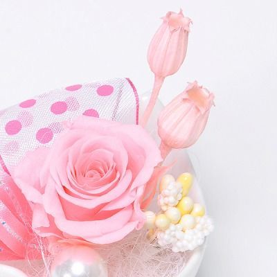 プリザーブドフラワー 花器アレンジ ピンク「プチハート」