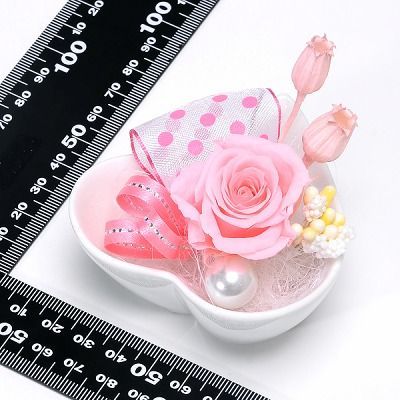 プリザーブドフラワー 花器アレンジ ピンク「プチハート」