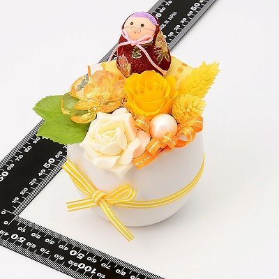 お祝い プリザーブドフラワー イエロー 「ハッピーグランマ」