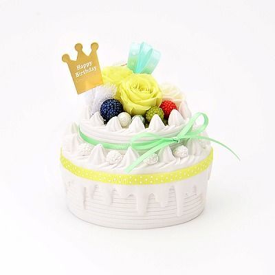 誕生日 フラワーケーキ プリザーブドフラワー グリーン