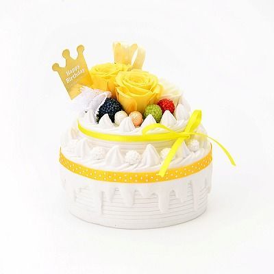 誕生日 フラワーケーキ プリザーブドフラワー イエロー