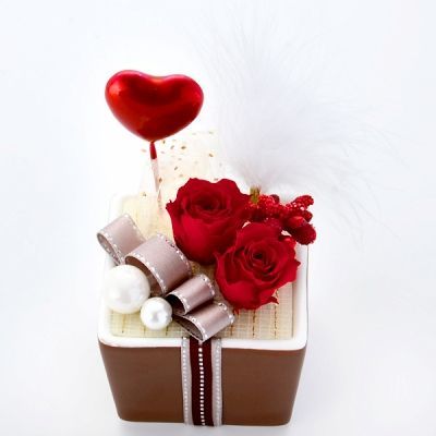 バレンタインデー プリザーブドフラワー ハートフラワー レッド