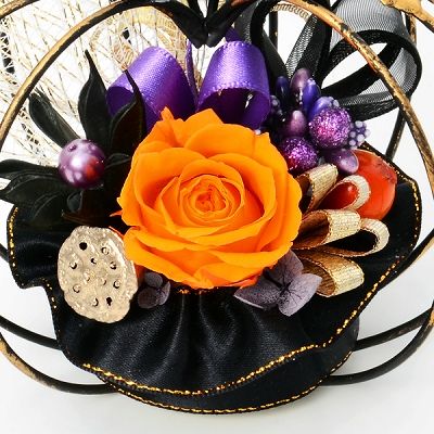 ハロウィン プリザーブドフラワー ブラック オレンジ