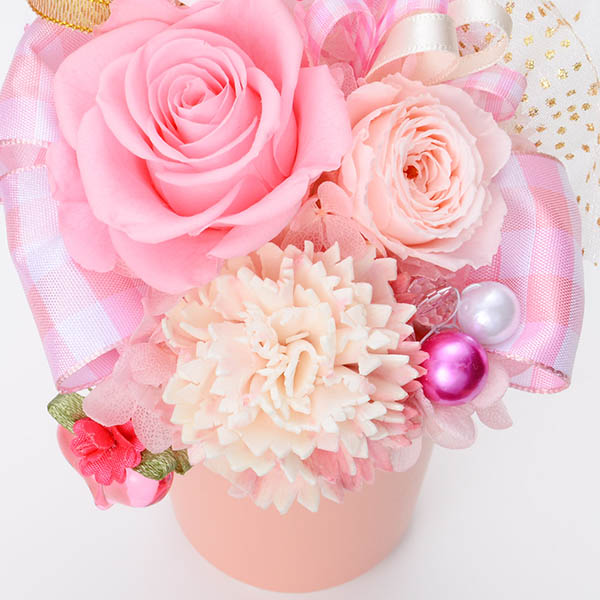 母の日プリザーブドフラワー ギフト ピンク バラ カーネーション (ケース付)