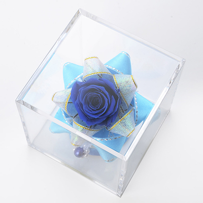 キューブ プリザーブドフラワー ブルー