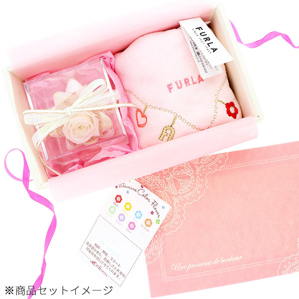 ハンカチ&プリザーブドフラワーセット(ラッピング付き)