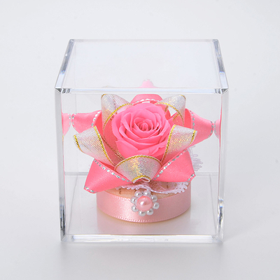 キューブ プリザーブドフラワー ピンク