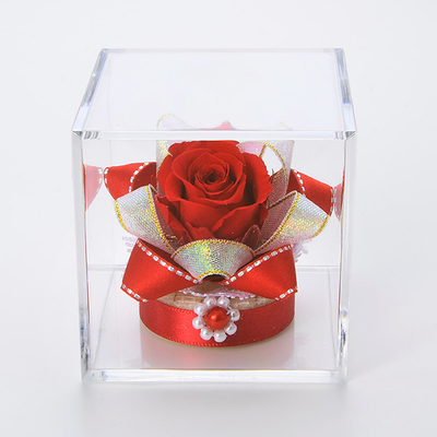 キューブ プリザーブドフラワー レッド