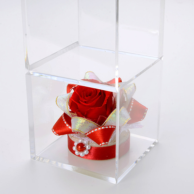 キューブ プリザーブドフラワー レッド