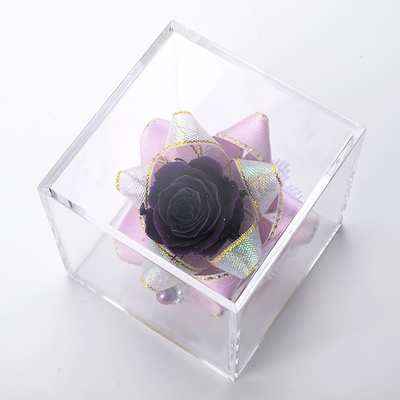キューブ プリザーブドフラワー パープル