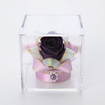 キューブ プリザーブドフラワー パープル