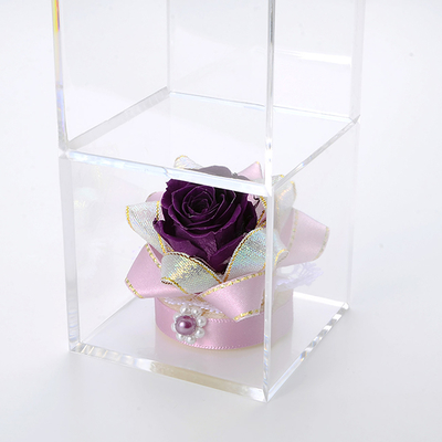 キューブ プリザーブドフラワー パープル