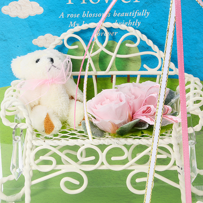 プリザーブドフラワー ベア ケース入 ベンチ