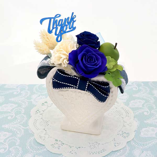 プリザーブドフラワー サンキューピック付 ブルー ケース入