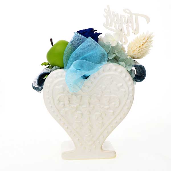 プリザーブドフラワー サンキューピック付 ブルー ケース入