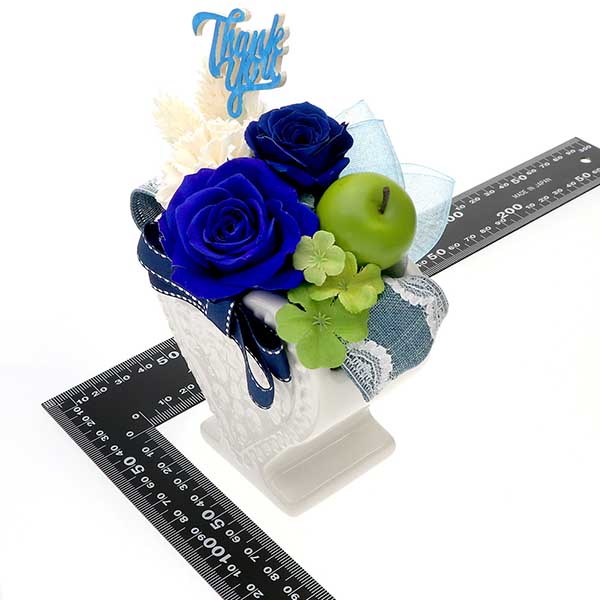 プリザーブドフラワー サンキューピック付 ブルー ケース入