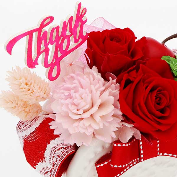 誕生日 プリザーブドフラワー サンキューピック付 ケース入