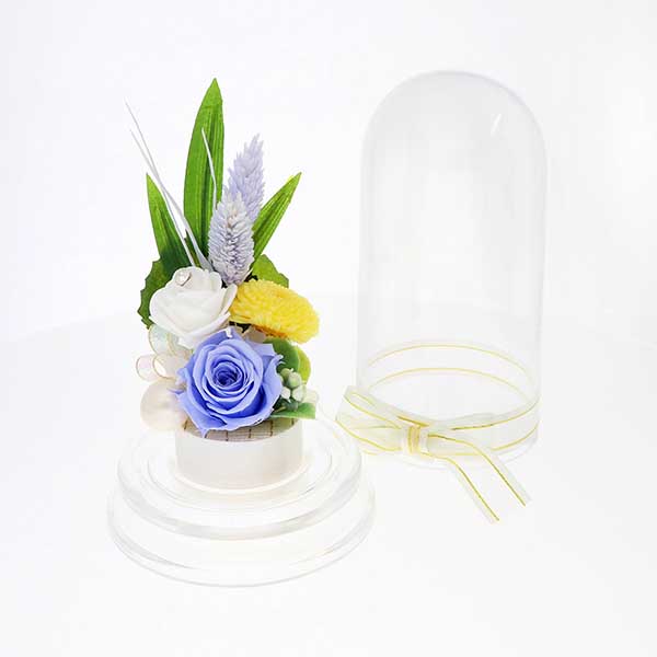 仏花 プリザーブドフラワー ブルー 包装付