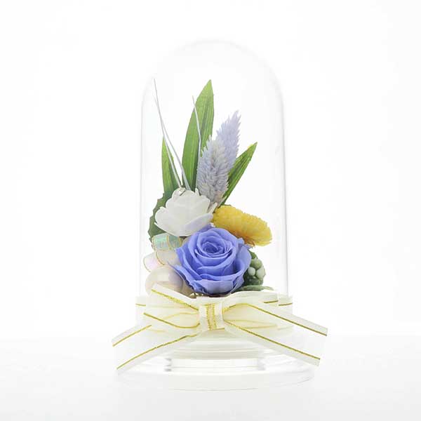 仏花 プリザーブドフラワー ブルー 包装付