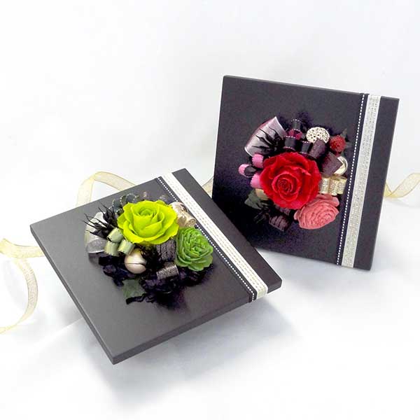 お祝い プリザーブドフラワー フレーム ブラック×ピンク 「エレガント」