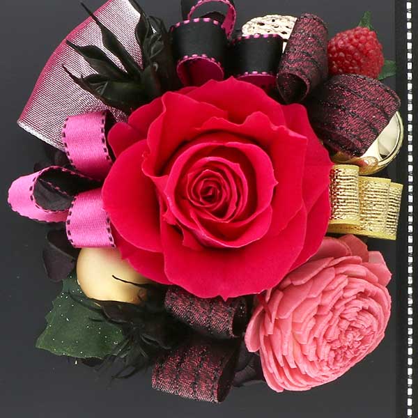 お祝い プリザーブドフラワー フレーム ブラック×ピンク 「エレガント」