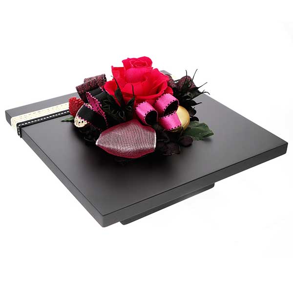 お祝い プリザーブドフラワー フレーム ブラック×ピンク 「エレガント」