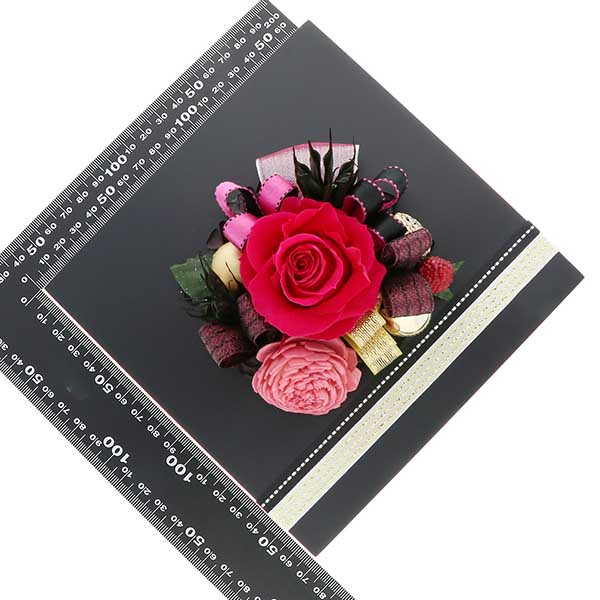 お祝い プリザーブドフラワー フレーム ブラック×ピンク 「エレガント」