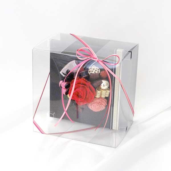 お祝い プリザーブドフラワー フレーム ブラック×ピンク 「エレガント」