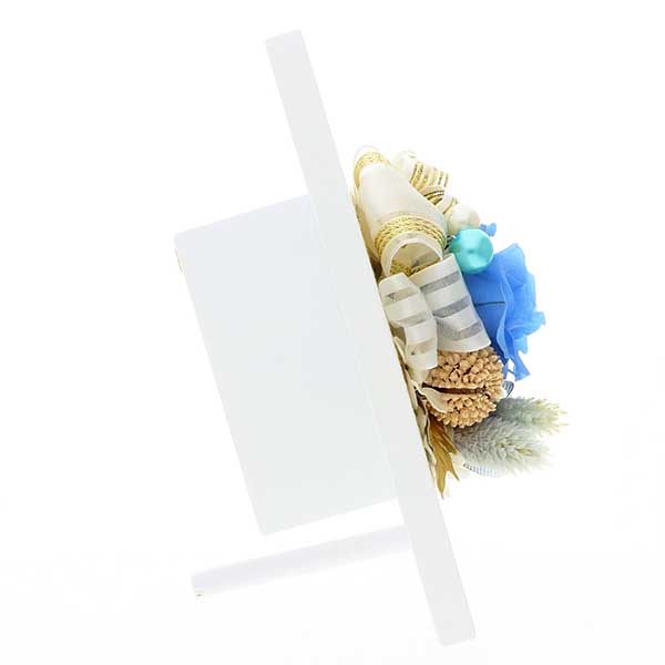 お祝い プリザーブドフラワー フレーム ホワイト×ブルー 「エレガント」