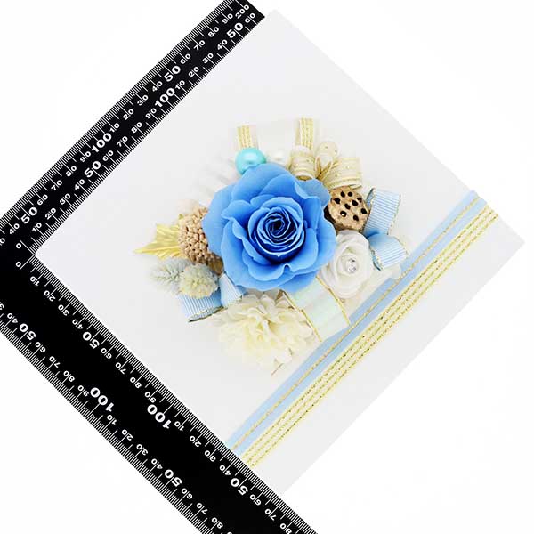 お祝い プリザーブドフラワー フレーム ホワイト×ブルー 「エレガント」