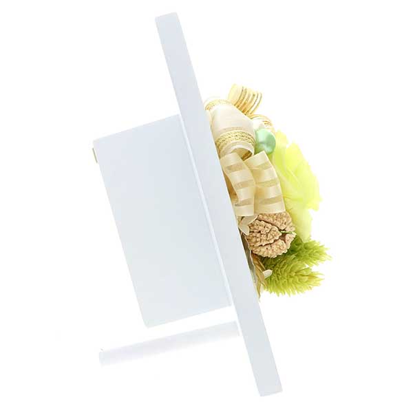 お祝い プリザーブドフラワー フレーム ホワイト×グリーン 「エレガント」