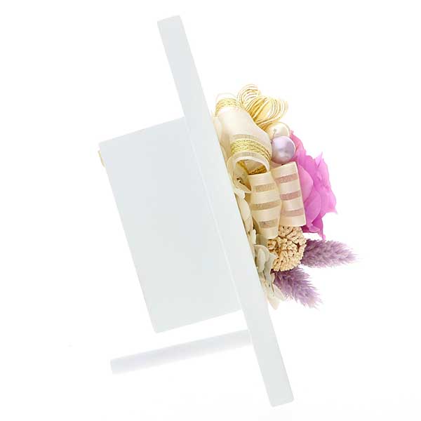 お祝い プリザーブドフラワー フレーム ホワイト×パープル 「エレガント」