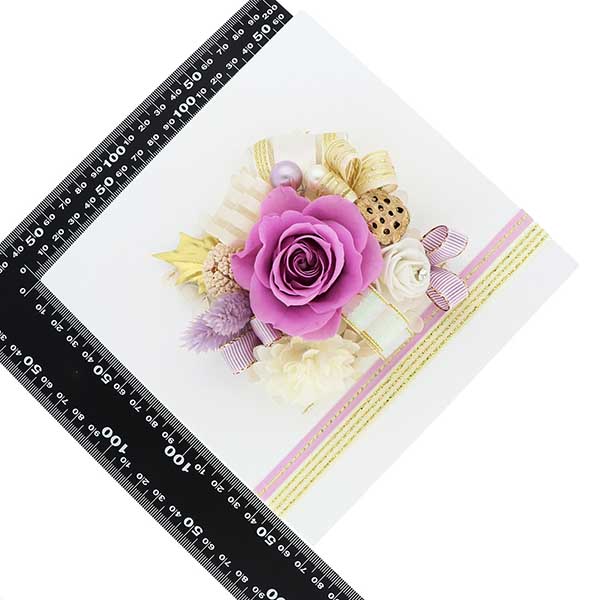 お祝い プリザーブドフラワー フレーム ホワイト×パープル 「エレガント」