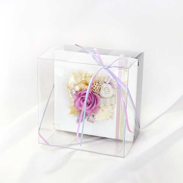 お祝い プリザーブドフラワー フレーム ホワイト×パープル 「エレガント」