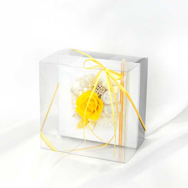 お祝い プリザーブドフラワー フレーム ホワイト×イエロー 「エレガント」