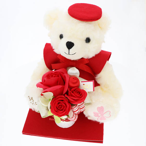 60歳 【還暦】 誕生日 定年退職 長寿祝い ソープフラワー くま