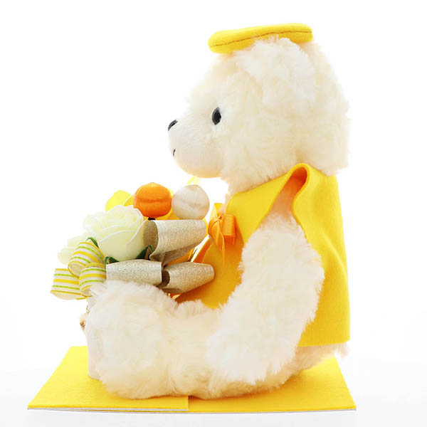 【傘寿】 80歳  【米寿 】 88歳 長寿 お祝い ソープフラワー くま 黄色