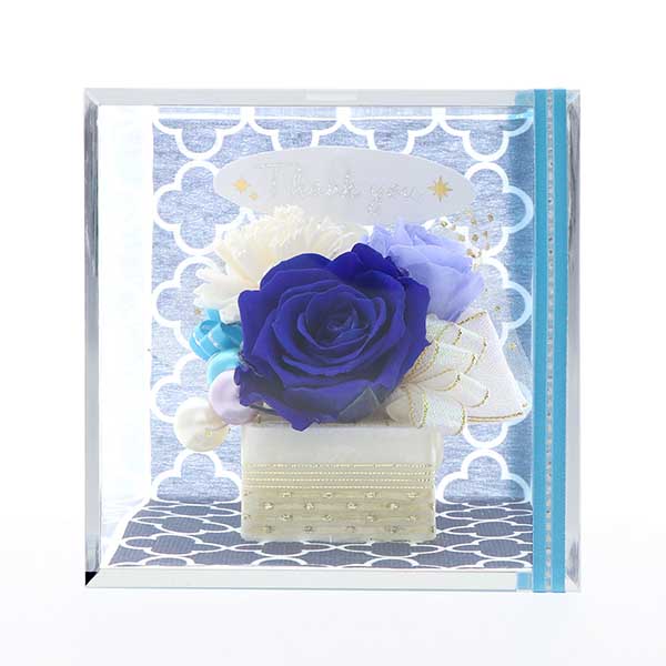 父の日 ”Thank You”ピック付 プリザーブドフラワー ブルー