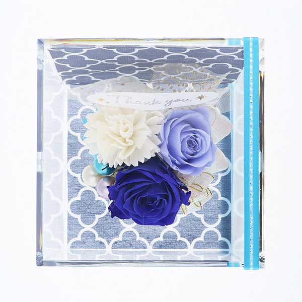 父の日 ”Thank You”ピック付 プリザーブドフラワー ブルー